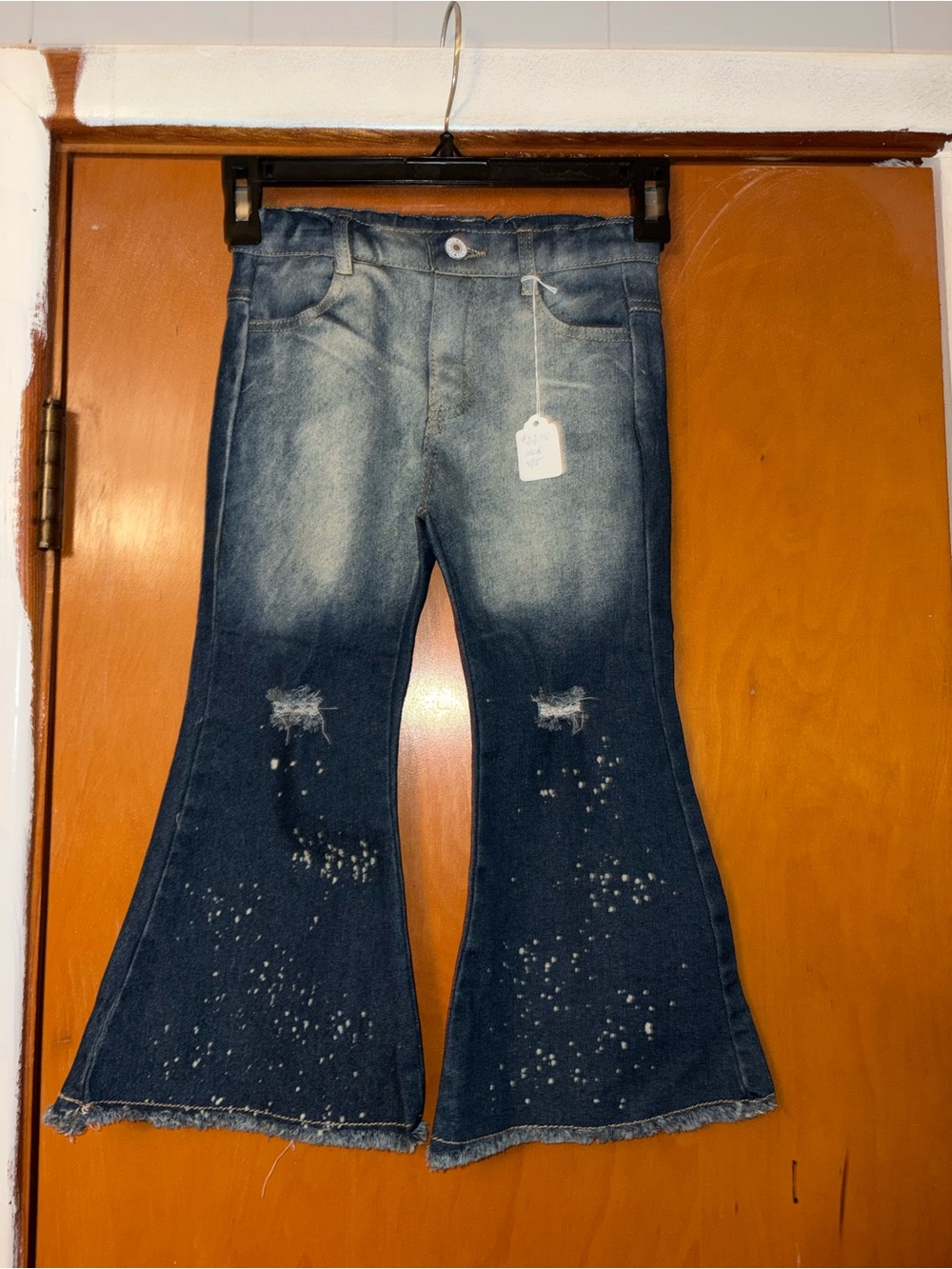 Girls' Blue Distressed Flare Jeans - Kids Bottoms